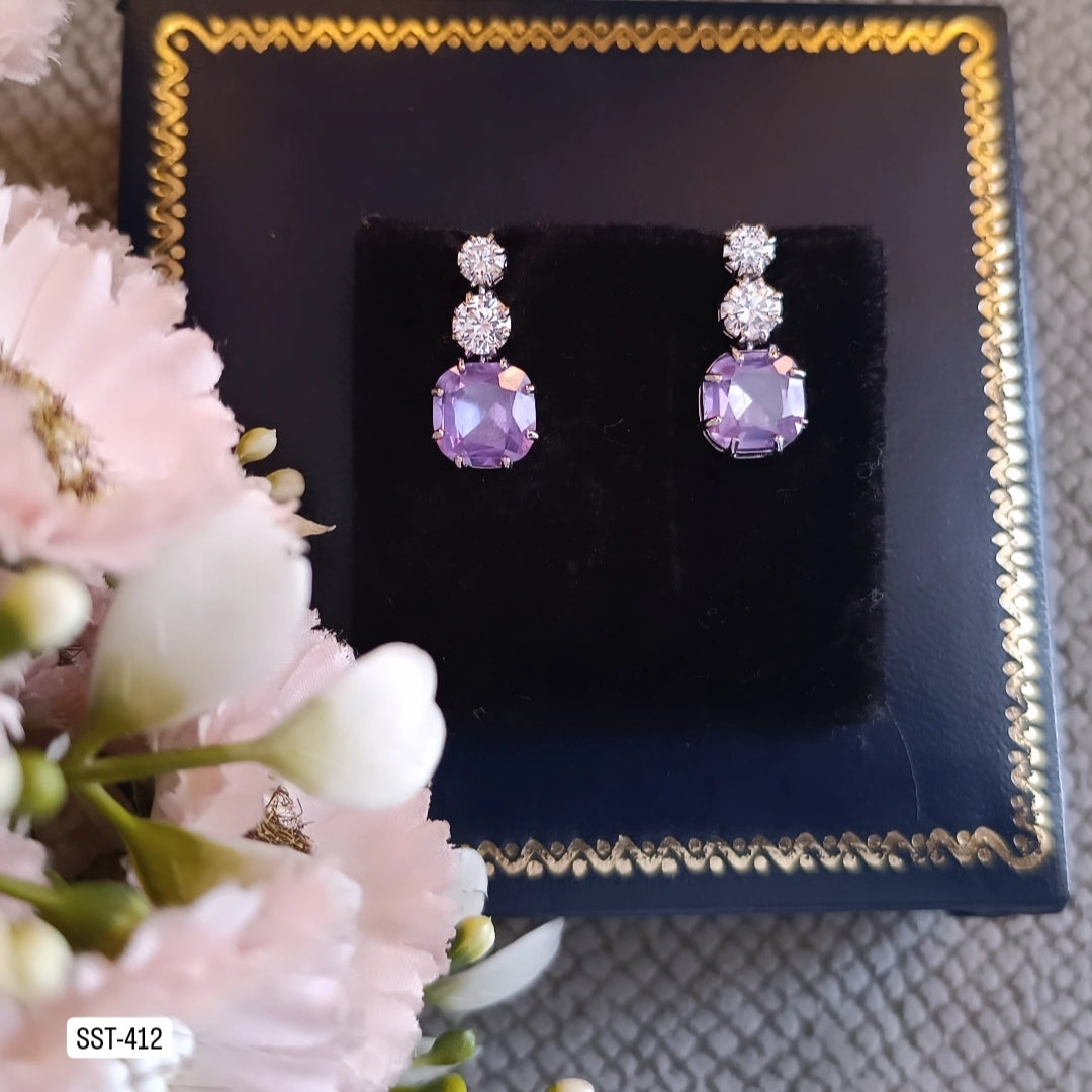 SST 412 |  ELEGANT COLORED GEM STUD EARRINGS