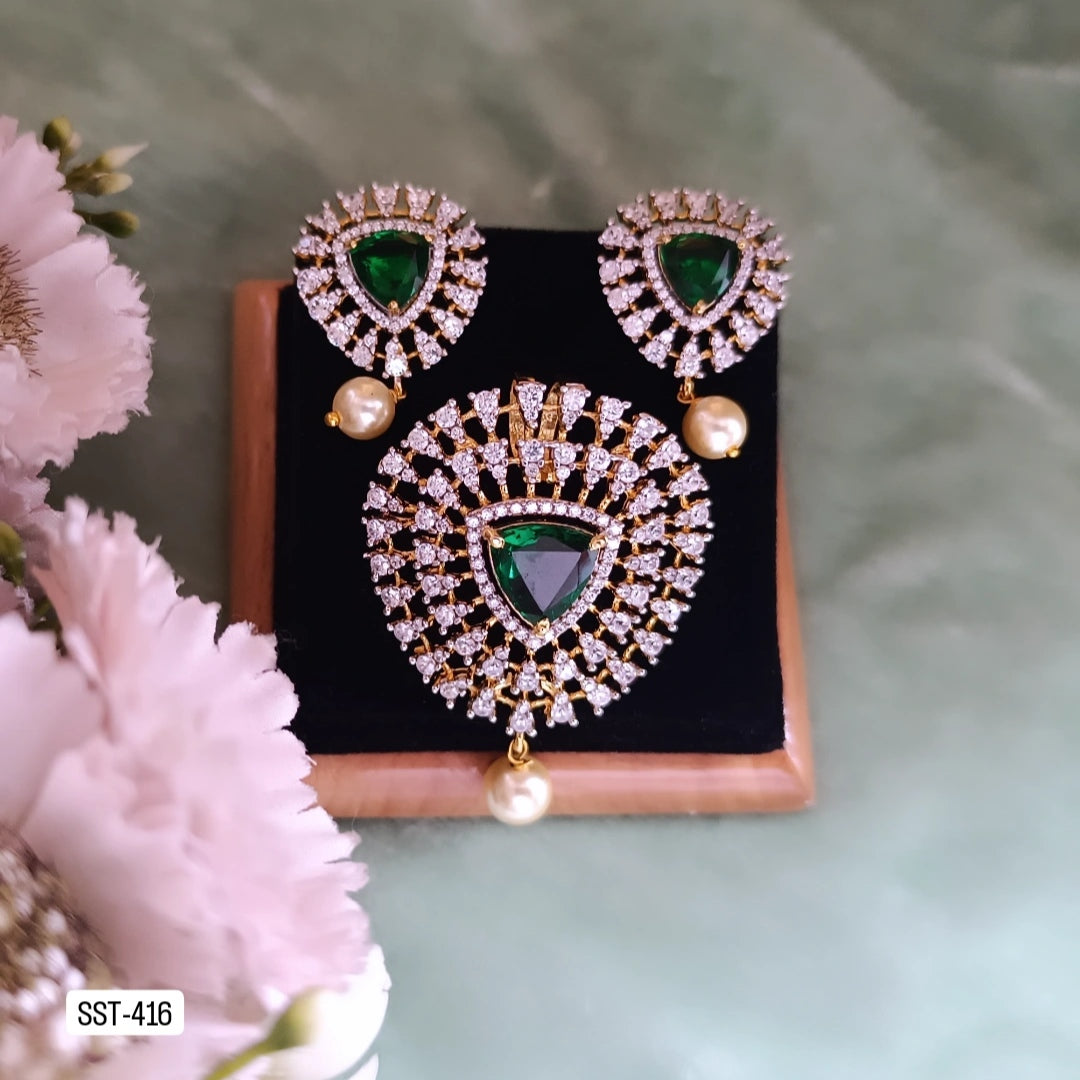 SST 416 | ELEGANT STONE PENDANT AND EARRING SET