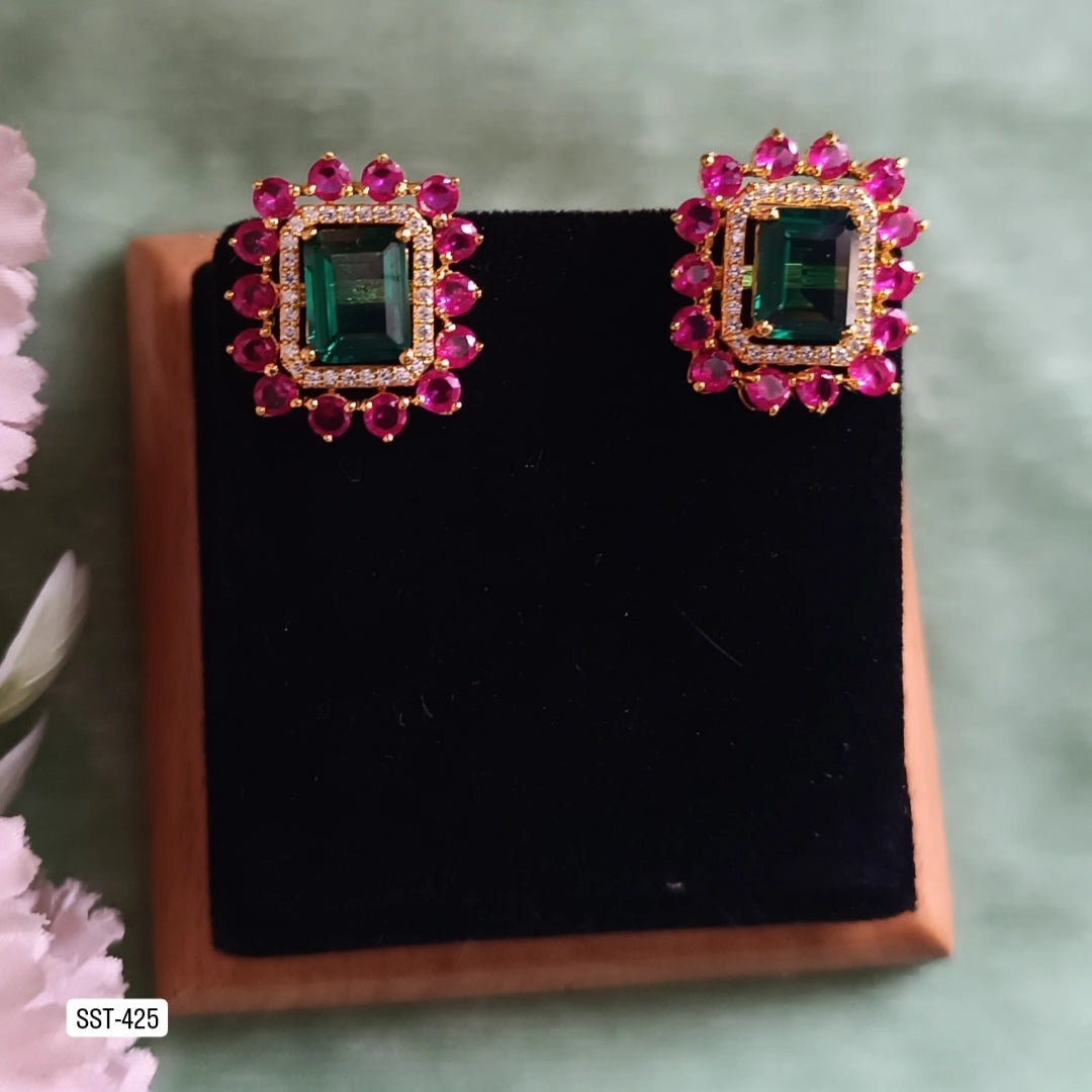 SST 425 | ELEGANT GEMSTONE CLUSTER EARRINGS