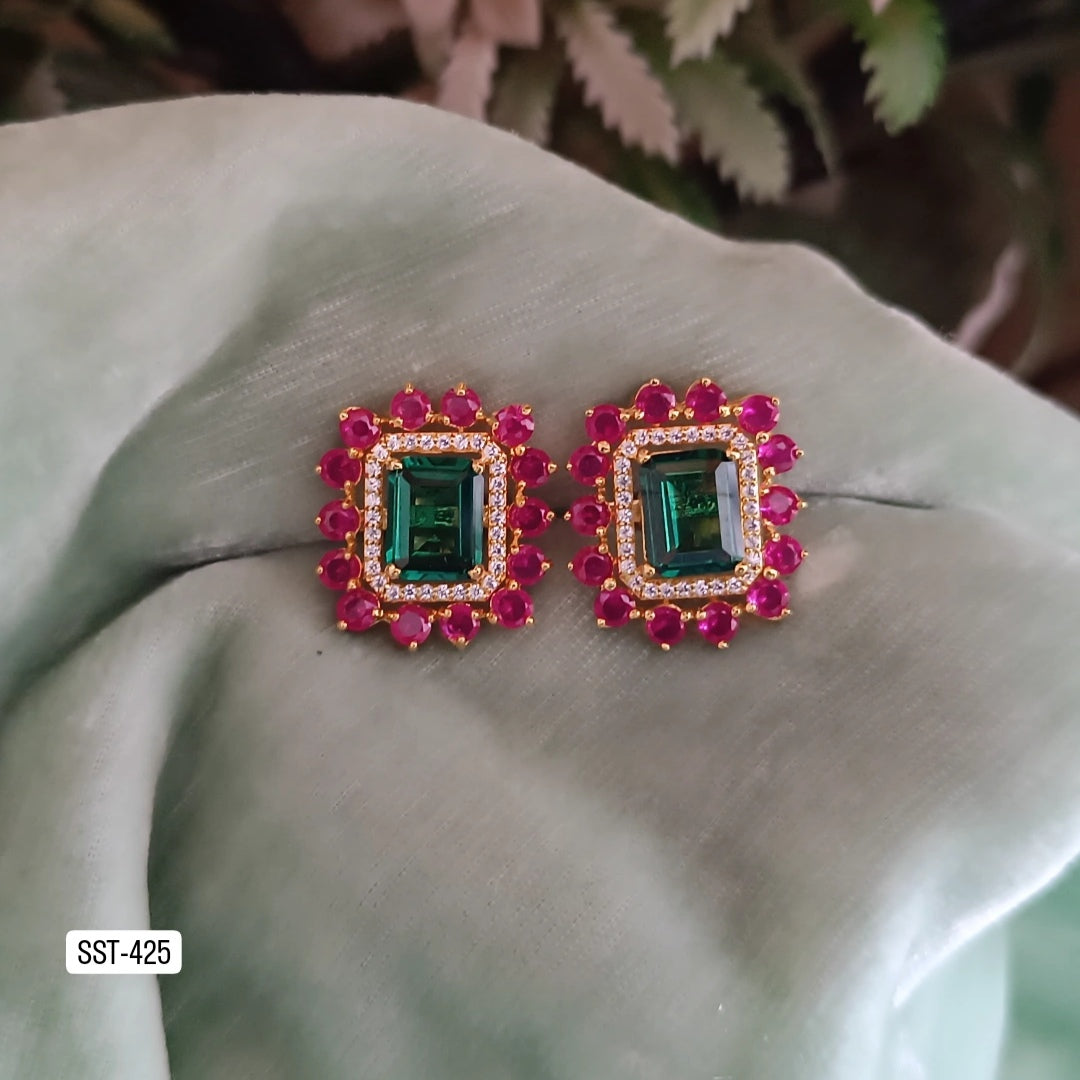 SST 425 | ELEGANT GEMSTONE CLUSTER EARRINGS