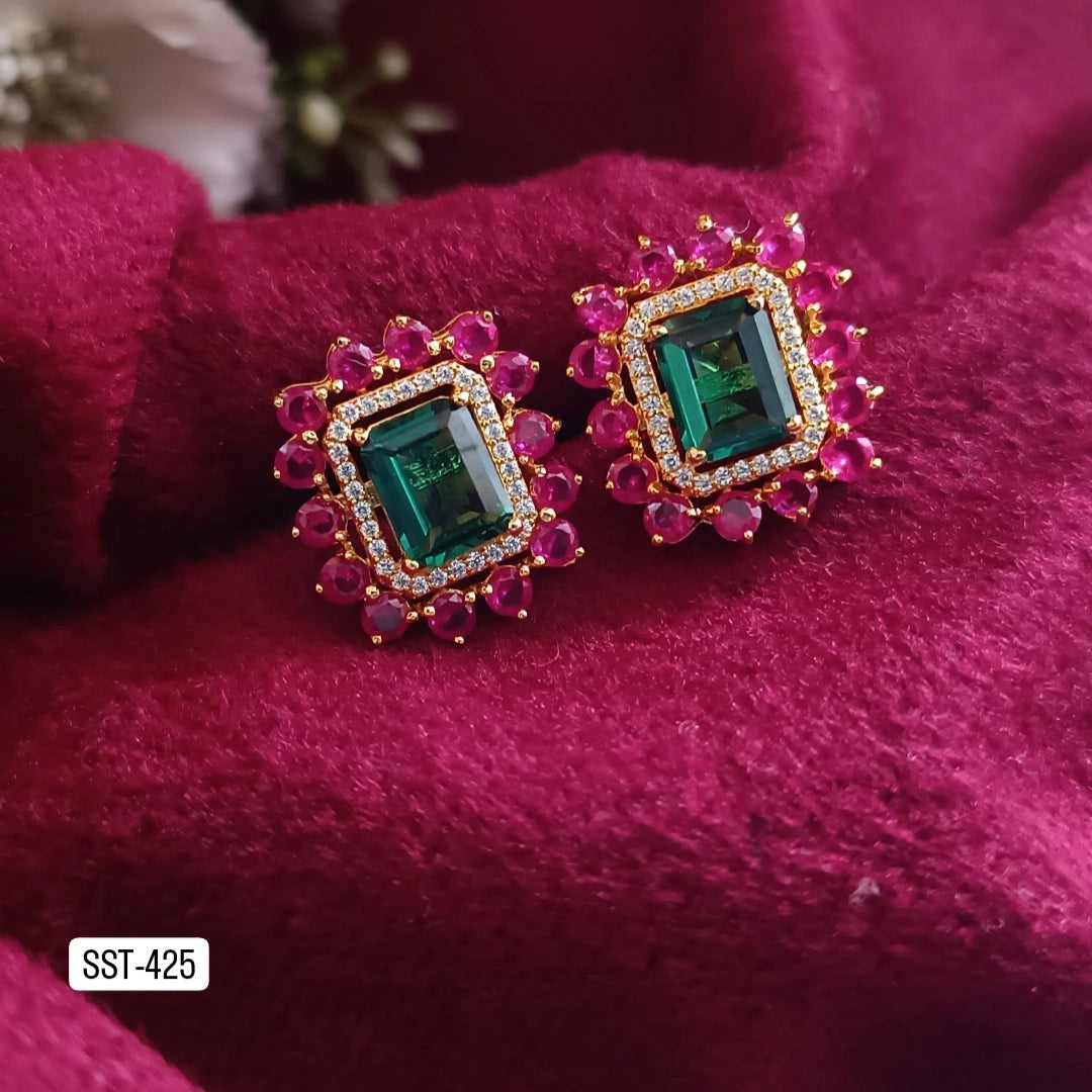 SST 425 | ELEGANT GEMSTONE CLUSTER EARRINGS