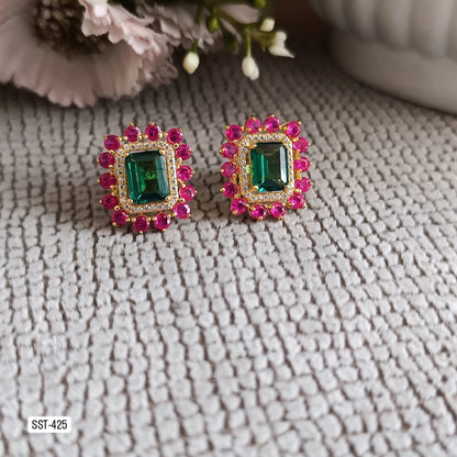 SST 425 | ELEGANT GEMSTONE CLUSTER EARRINGS