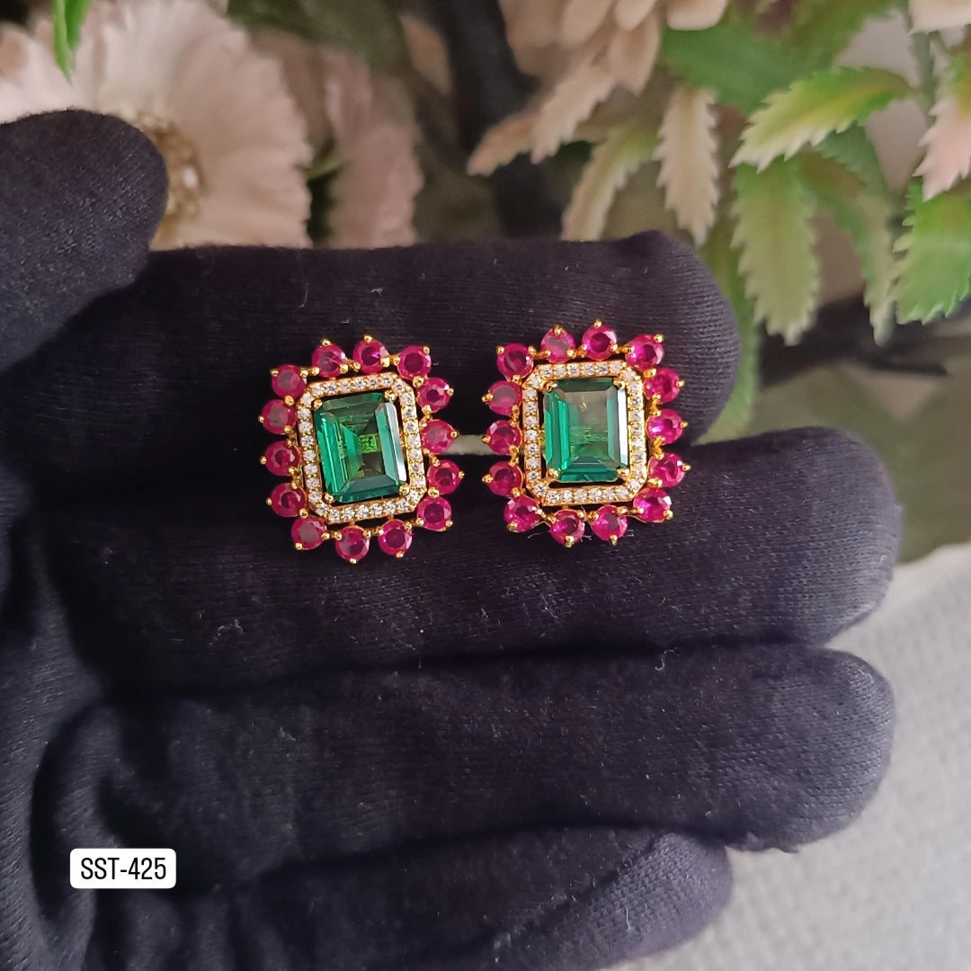 SST 425 | ELEGANT GEMSTONE CLUSTER EARRINGS