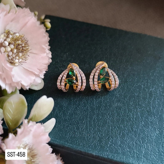 SST 458 | LUXURIOUS GREEN GEM STUDDED EARRINGS