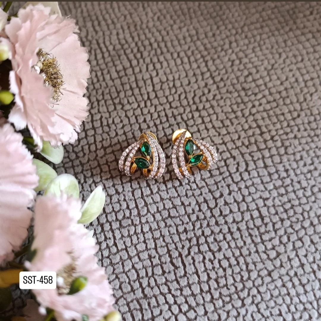 SST 458 | LUXURIOUS GREEN GEM STUDDED EARRINGS