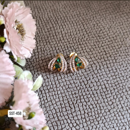 SST 458 | LUXURIOUS GREEN GEM STUDDED EARRINGS
