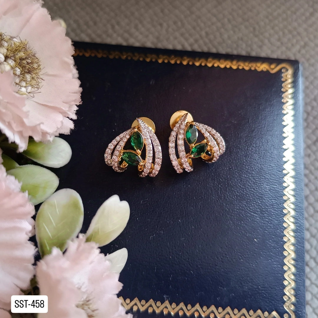 SST 458 | LUXURIOUS GREEN GEM STUDDED EARRINGS