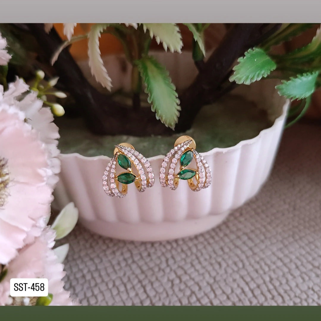 SST 458 | LUXURIOUS GREEN GEM STUDDED EARRINGS