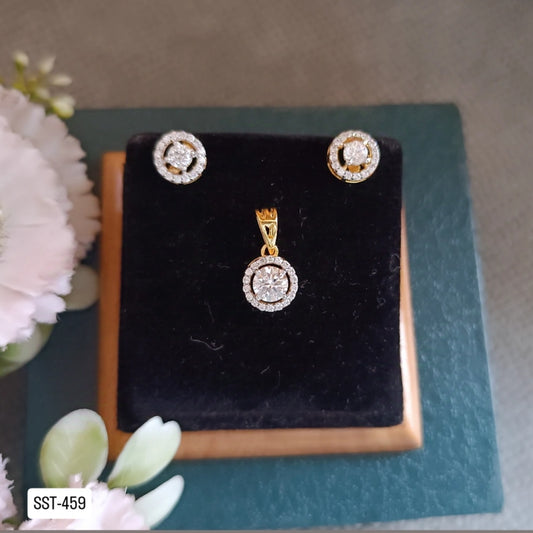 SST 459 | ELEGANT ROUND CUT PENDENT AND EARRINGS SET
