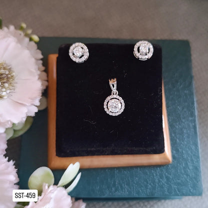 SST 459 | ELEGANT ROUND CUT PENDENT AND EARRINGS SET
