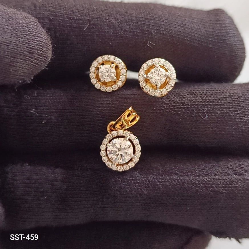 SST 459 | ELEGANT ROUND CUT PENDENT AND EARRINGS SET