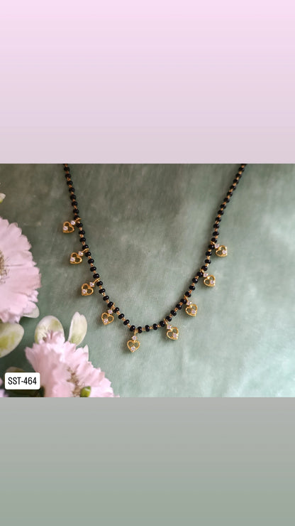 SST 464 | HEART PENDANT BLACK BEAD MANGALSUTRA