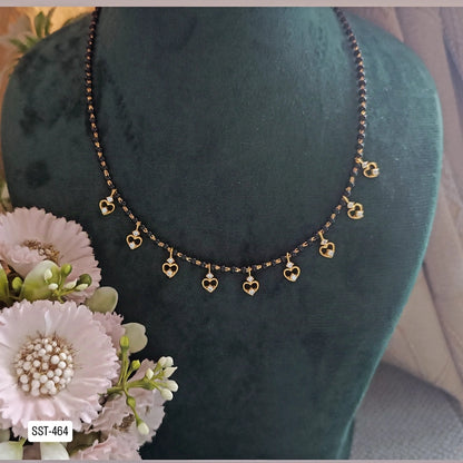 SST 464 | HEART PENDANT BLACK BEAD MANGALSUTRA