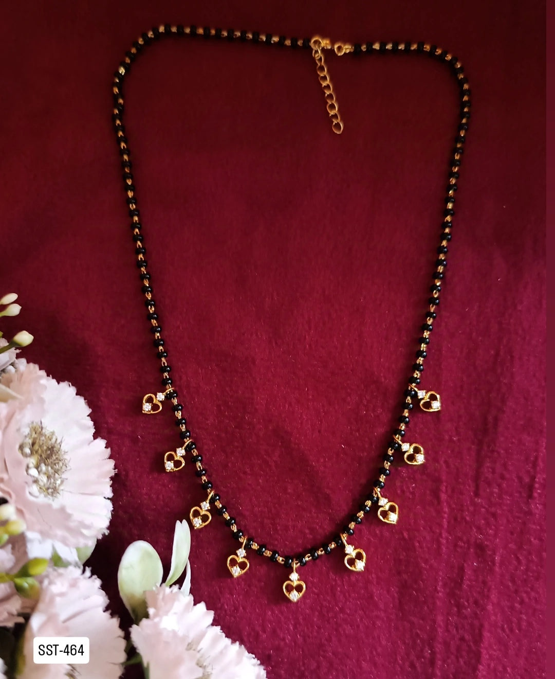 SST 464 | HEART PENDANT BLACK BEAD MANGALSUTRA