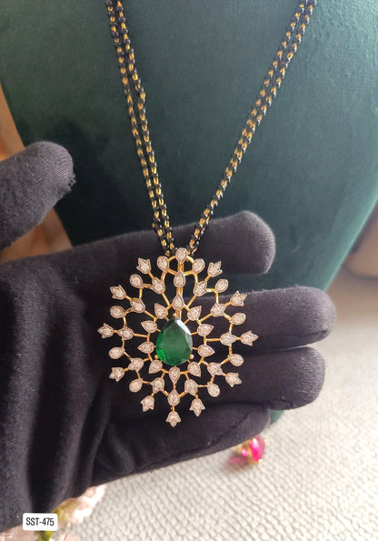 SST 475 | CZ FLORAL PENDANT MANGALSUTRA