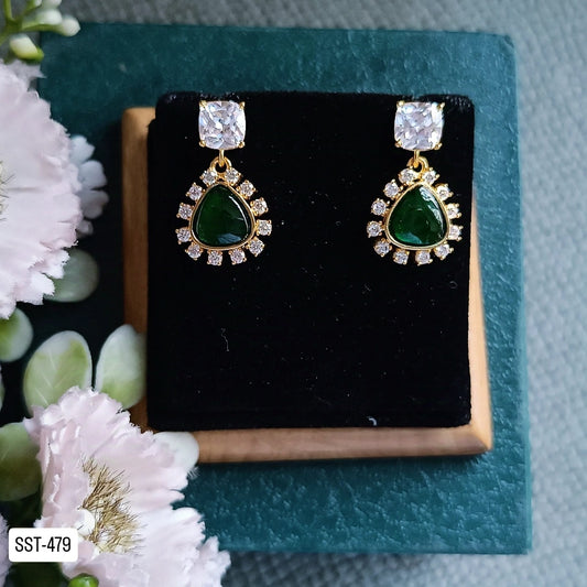 SST 479 | EMERALD & CZ DROP EARRINGS