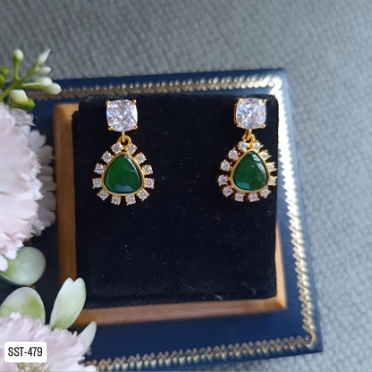 SST 479 | EMERALD & CZ DROP EARRINGS