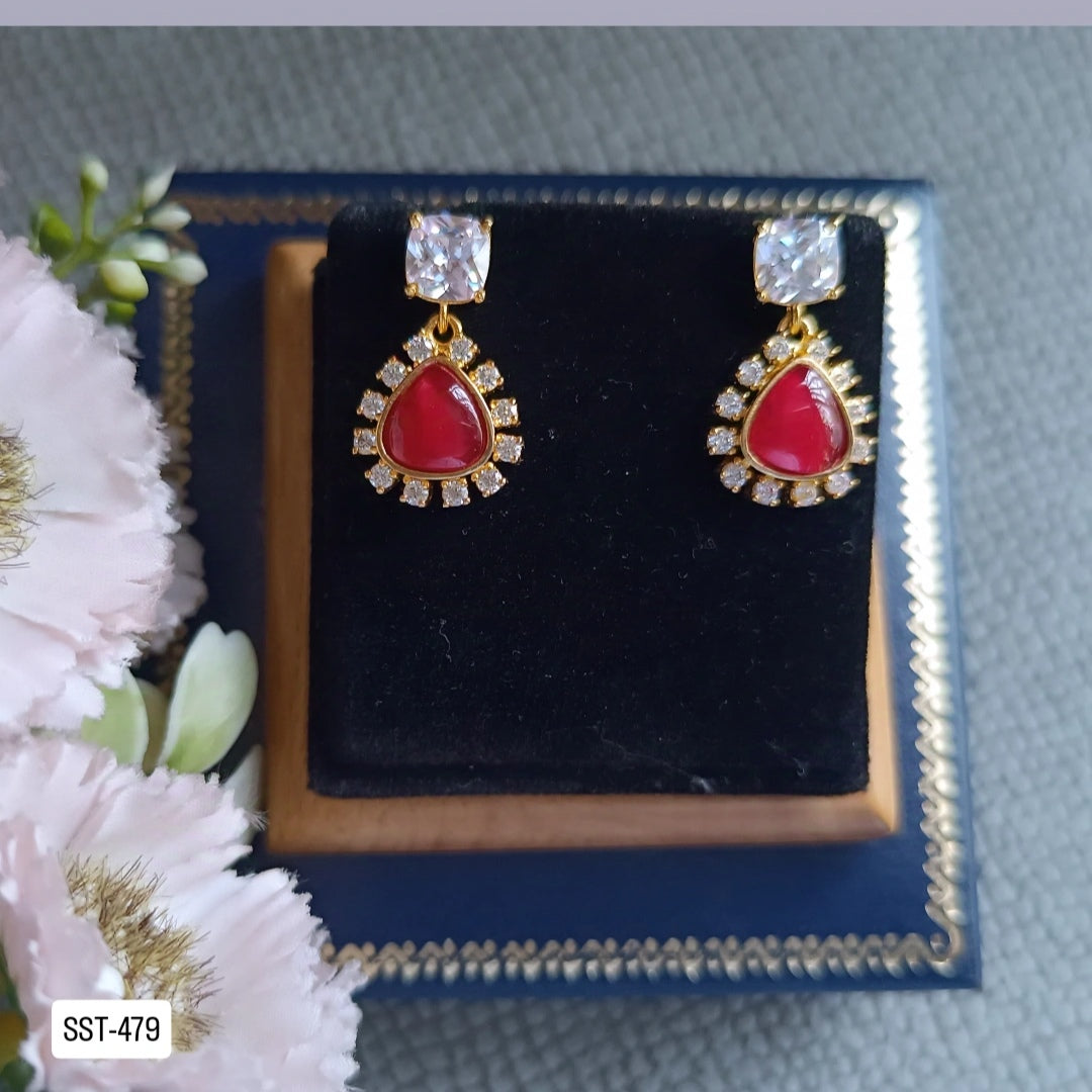 SST 479 | EMERALD & CZ DROP EARRINGS