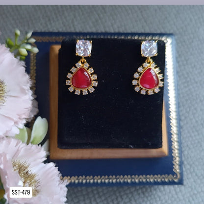 SST 479 | EMERALD & CZ DROP EARRINGS
