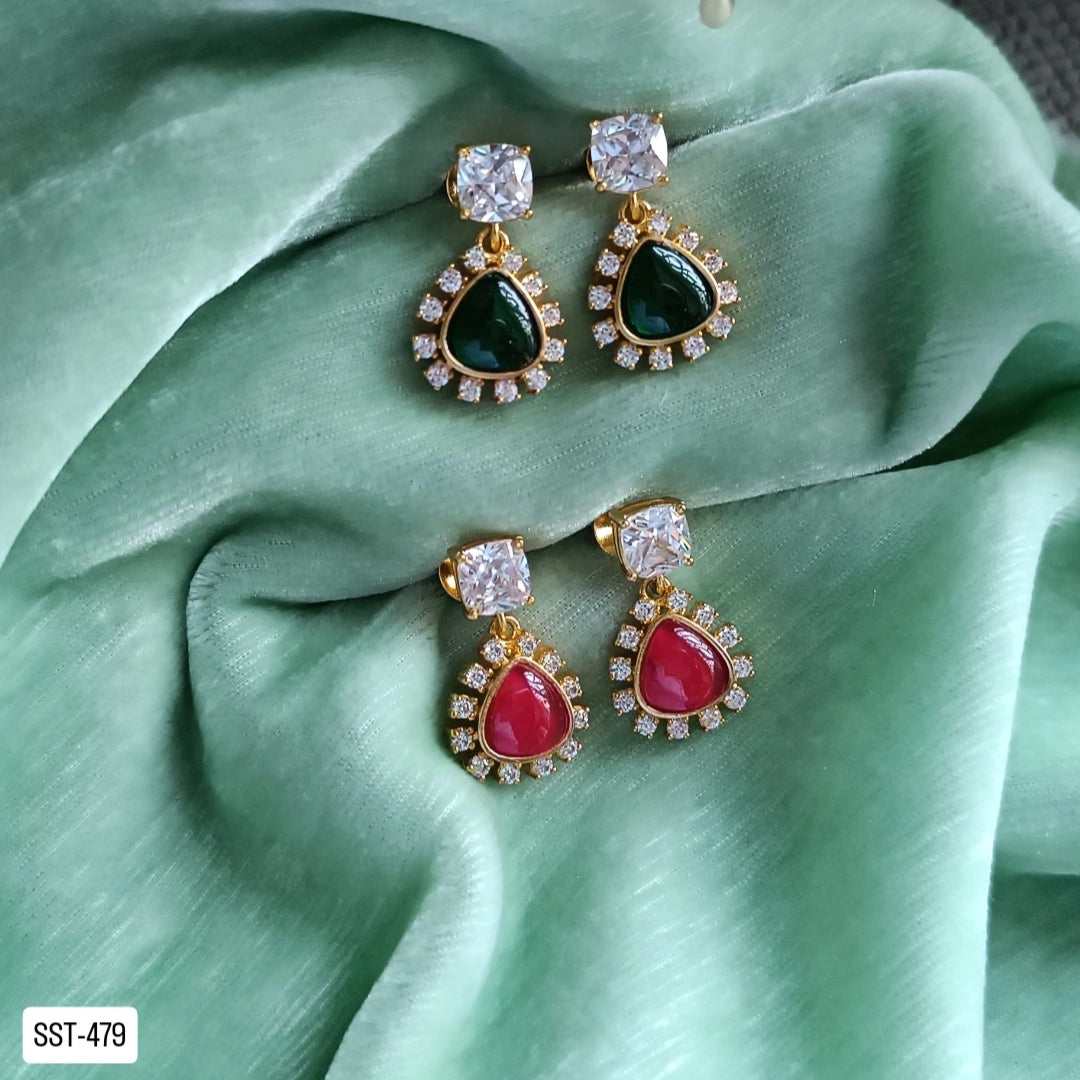 SST 479 | EMERALD & CZ DROP EARRINGS