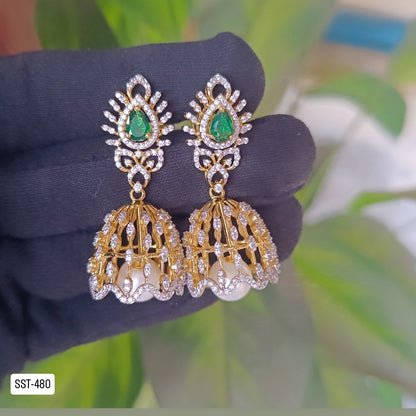 SST 480 |  TRADITIONAL GREEN STONE JHUMKA