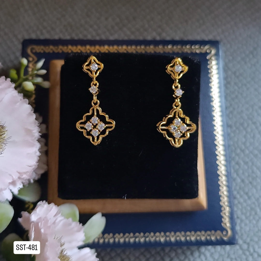 SST 481 | Elegant CZ Flower Drop Earrings