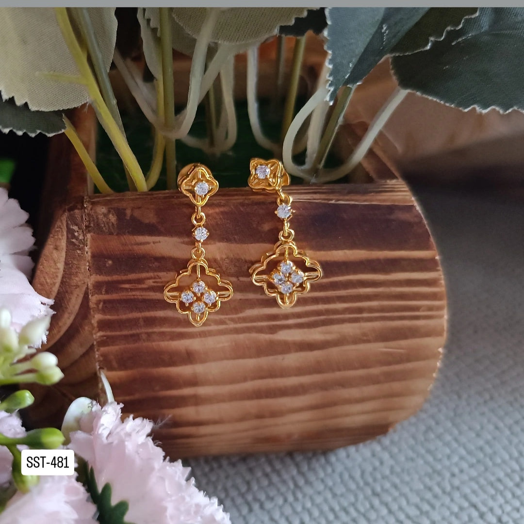 SST 481 | Elegant CZ Flower Drop Earrings