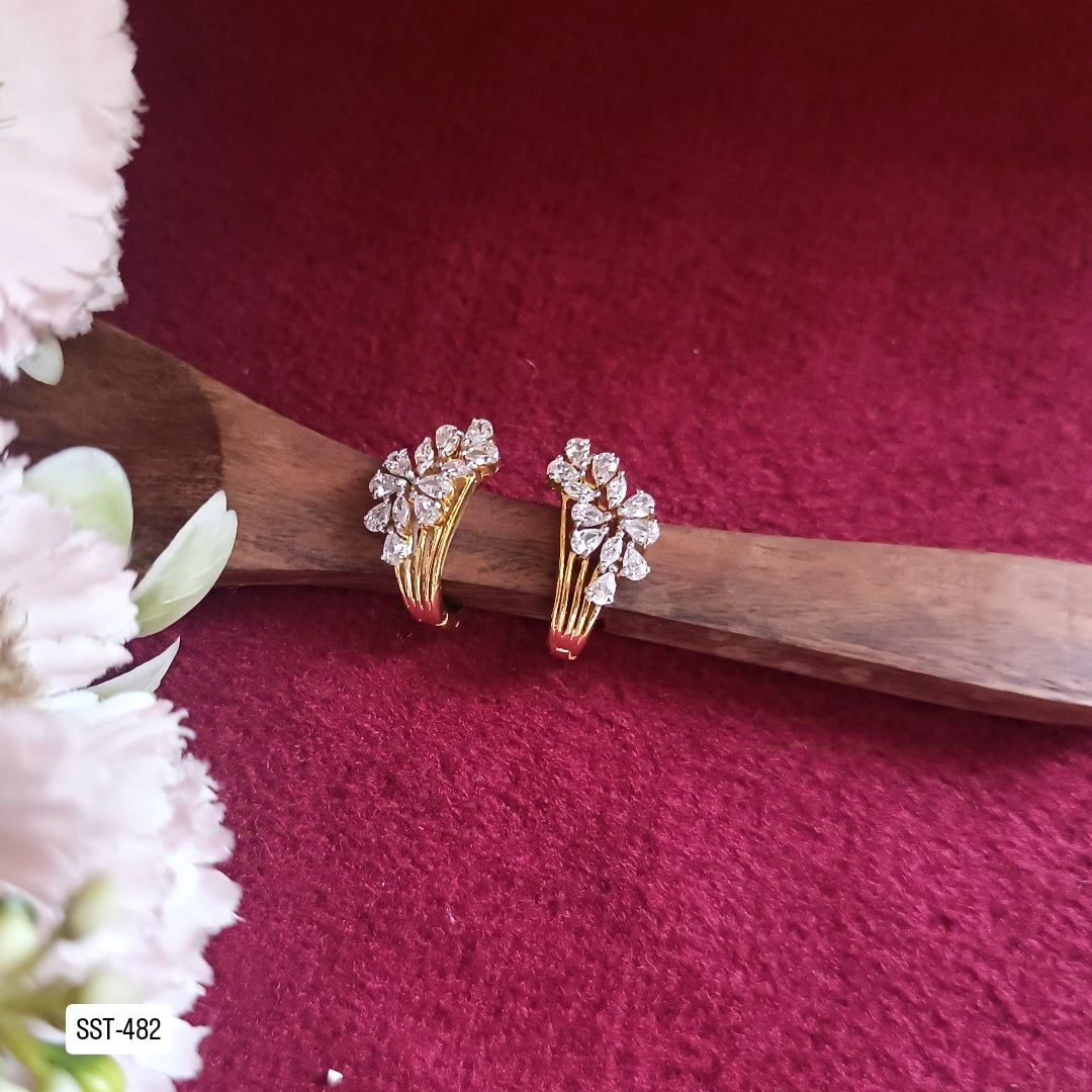 SST 482 |  CZ HALF-HOOP EARRINGS