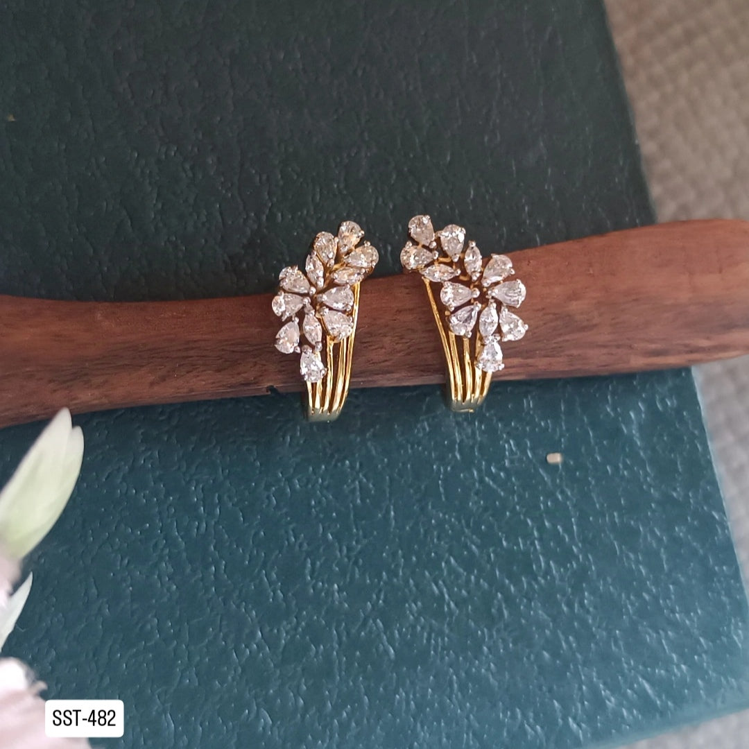SST 482 |  CZ HALF-HOOP EARRINGS