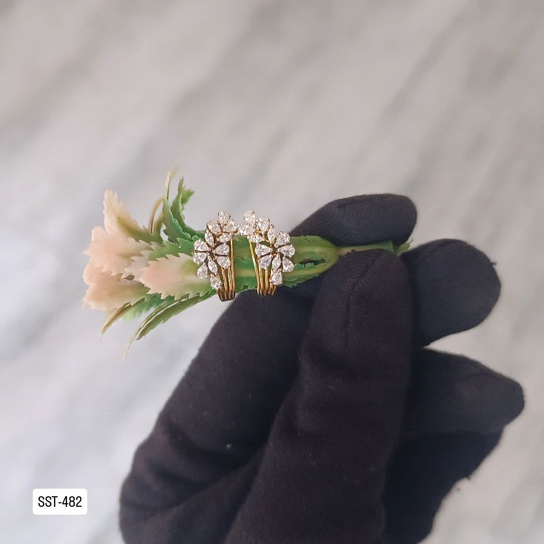SST 482 |  CZ HALF-HOOP EARRINGS