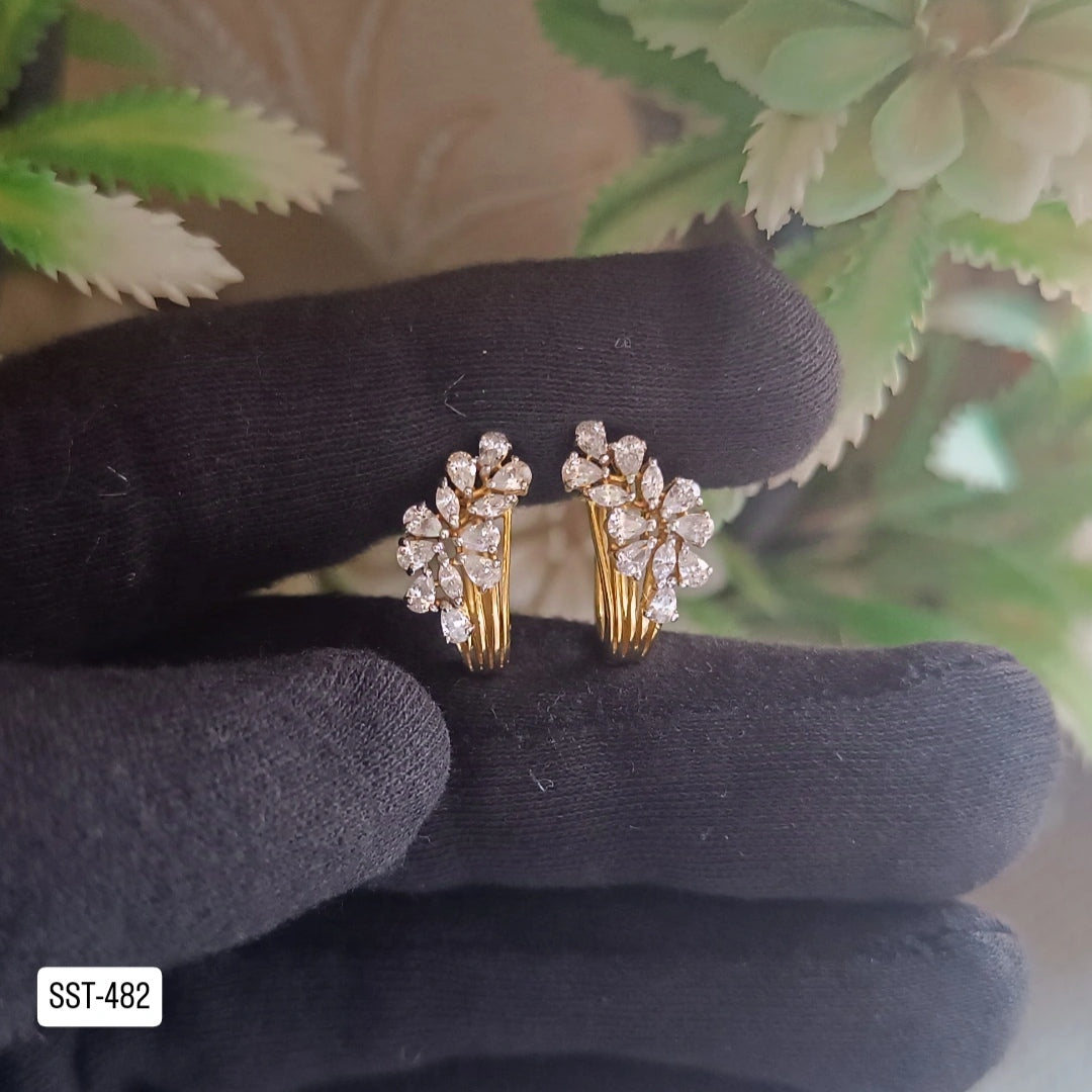 SST 482 |  CZ HALF-HOOP EARRINGS