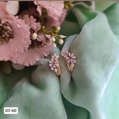 SST 482 |  CZ HALF-HOOP EARRINGS