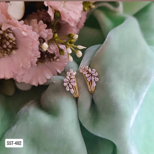 SST 482 |  CZ HALF-HOOP EARRINGS