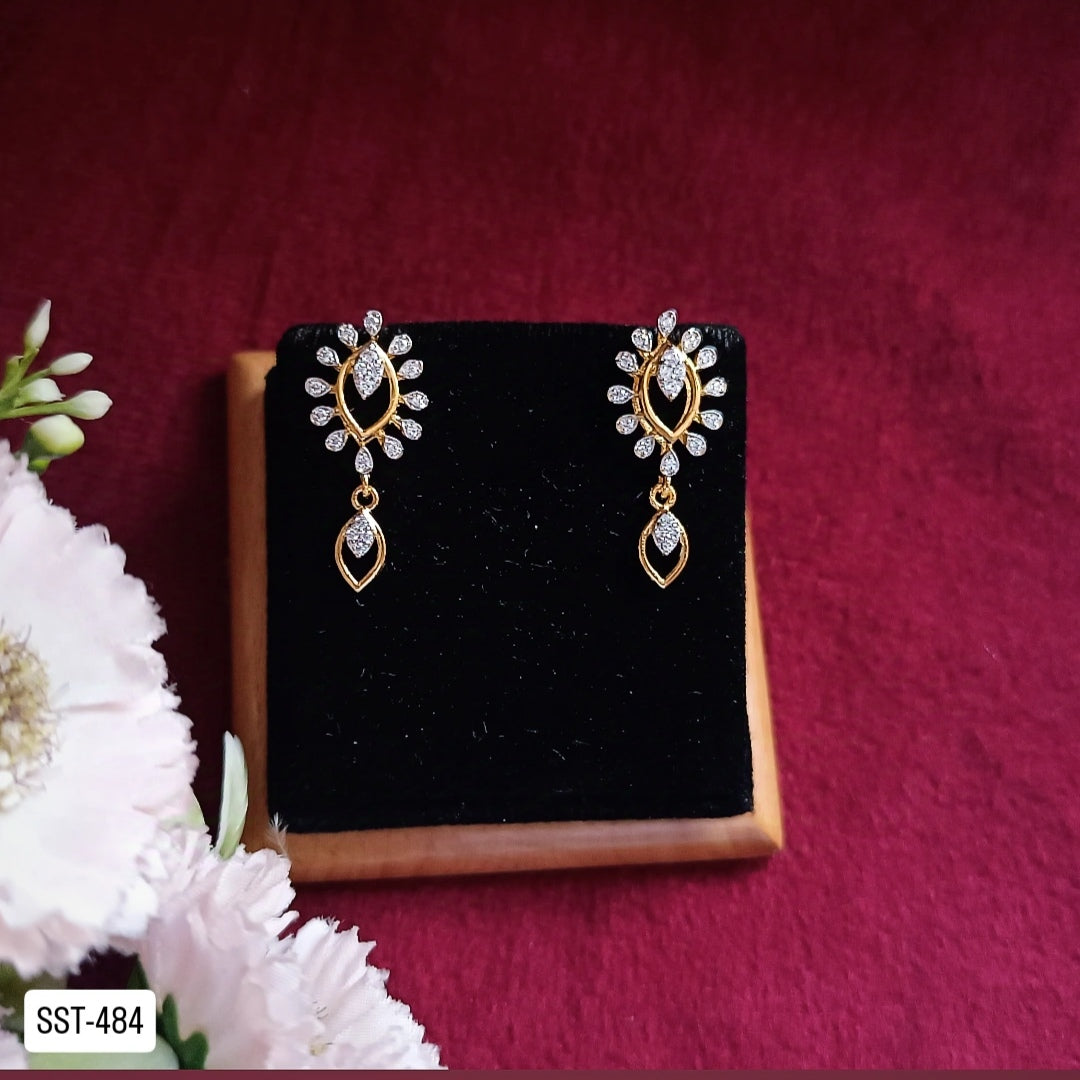 SST 484 | ELEGANT DROP EARRINGS WITH DIAMOND ACCENTS