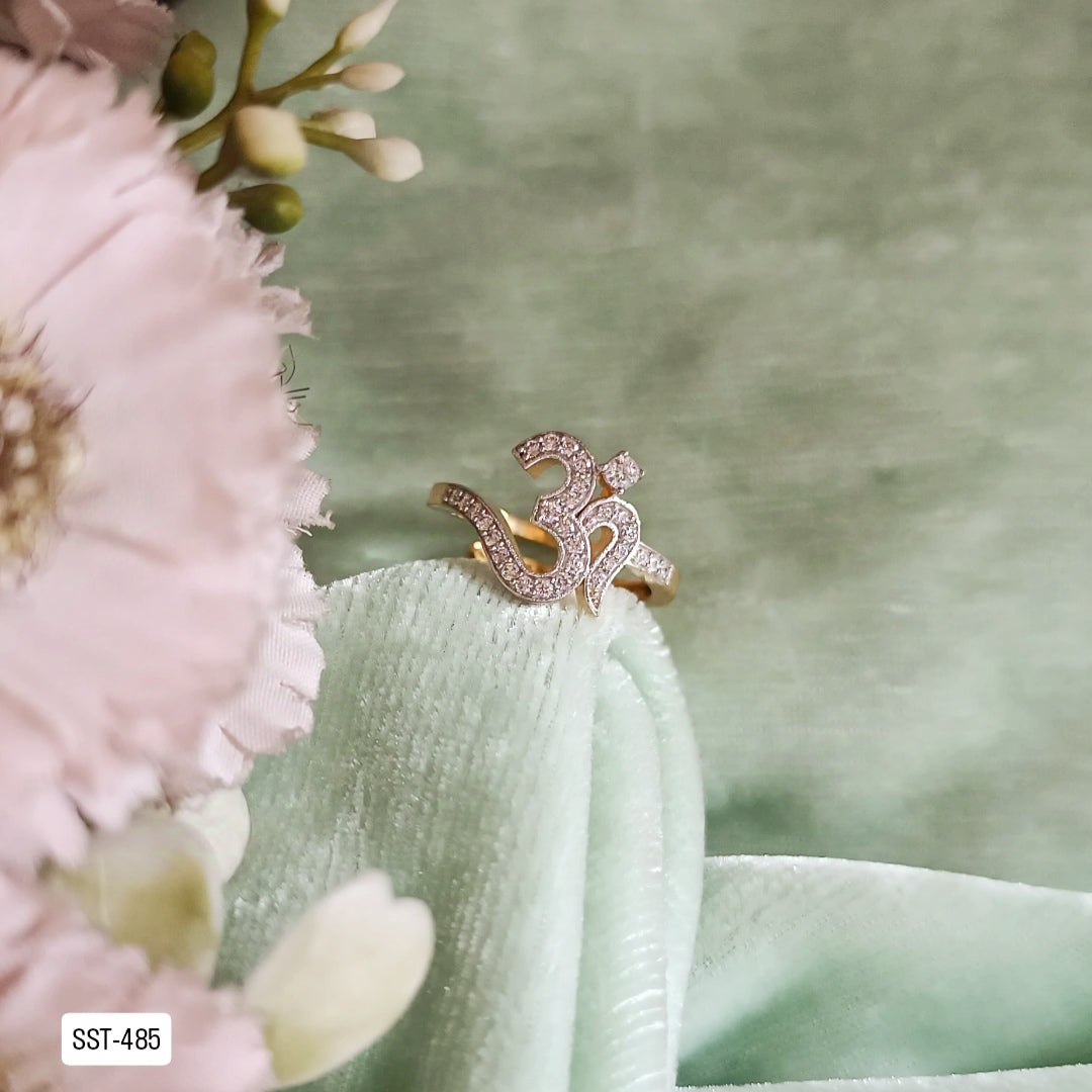 SST 485 | ELEGANT DIAMOND STUDDED OM RING