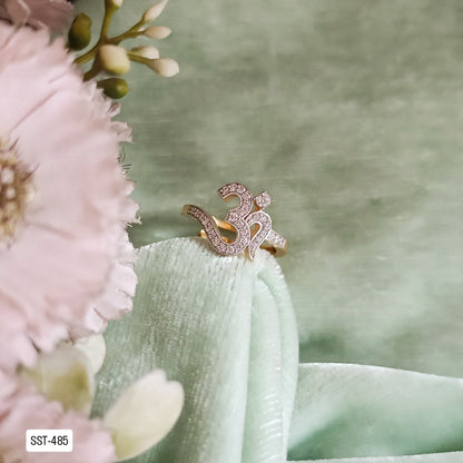 SST 485 | ELEGANT DIAMOND STUDDED OM RING