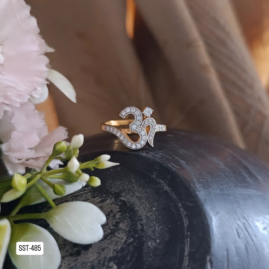 SST 485 | ELEGANT DIAMOND STUDDED OM RING