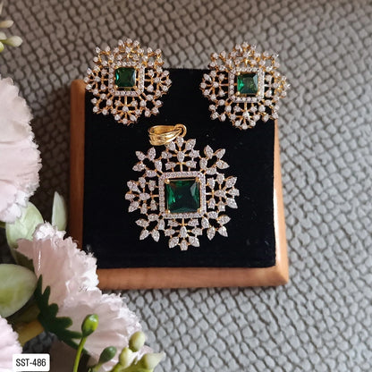 SST 486 | ELEGANT GEMSTONE PENDENT AND EARRINGS SET