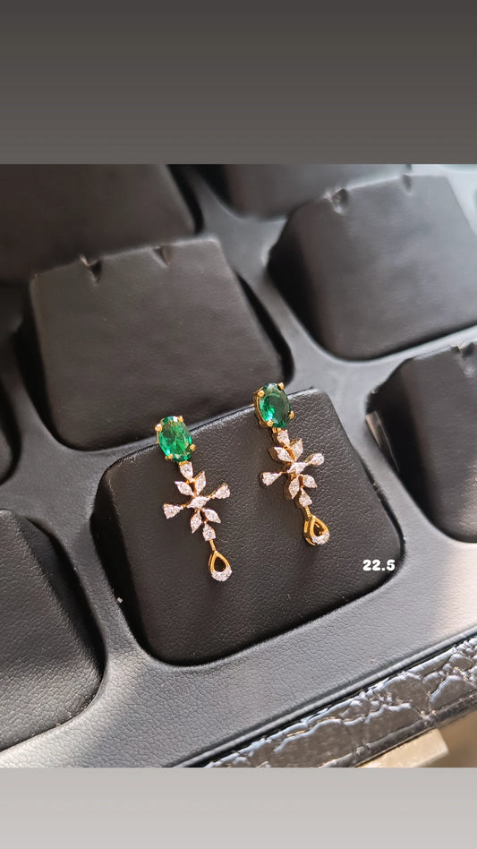 SST 273 | ELEGANT EMERALD AND CZ DROP EARRINGS