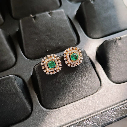SST 395 | SPARKLING GREEN STONE STUD EARRINGS