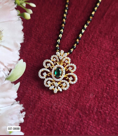 306BB | EMERALD AND DIAMOND MANGALSUTRA