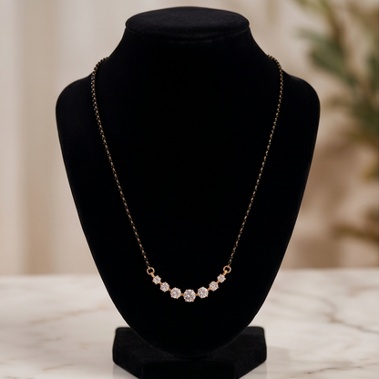 SST 156 | SEVEN SOLITAIRE BLACK BEADS CHAIN MANGALSUTRA