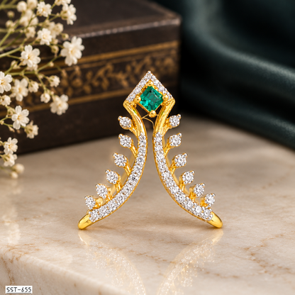 SST 655 | EMERALD LEAF SPARKLE RING