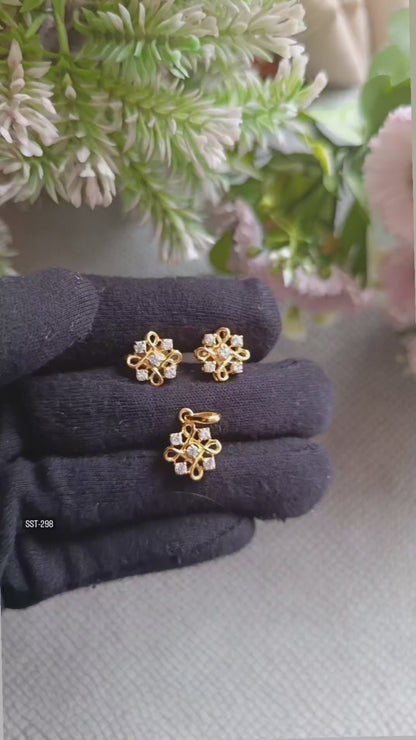 SST 298 | ELEGANT CRYSTAL-SET PENDENT AND EARRINGS