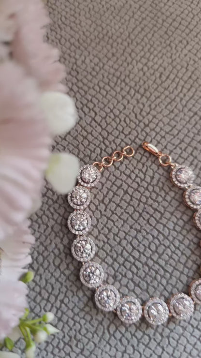 Round Halo Tennis Bracelet | 925 SILVER