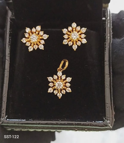 SST 122 | ZIRCON DIAMOND PENDANT & EARRINGS SET