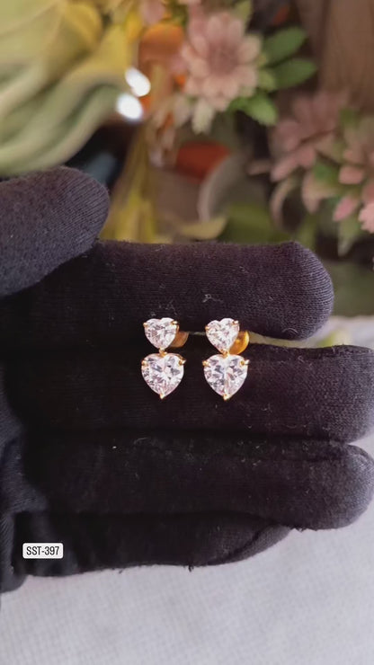 SST 397 | HEART-SHAPED DIAMOND STUD EARRINGS
