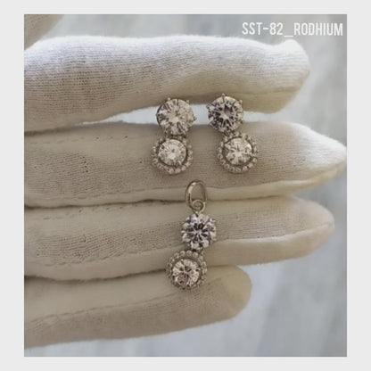 SST 082 | DIAMOND CZ PENDANT & EARRINGS SET