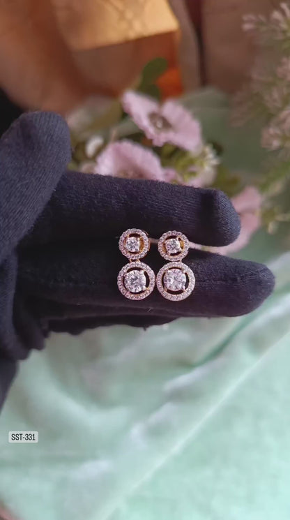 SST 331 |  DOUBLE HALO STONE DROP EARRINGS