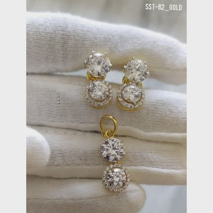 SST 082 | DIAMOND CZ PENDANT & EARRINGS SET